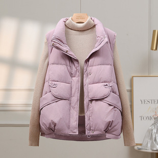 White Duck Down Vest Short 2024 Autumn and Winter New Korean Style Small Vest Vest Jacket