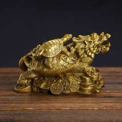 Factory Wholesale Copper Dragon Turtle Ornament Eight Trigrams Dragon Turtle Mother and Son Copper Craft Gift Buddha Item Wholesale
