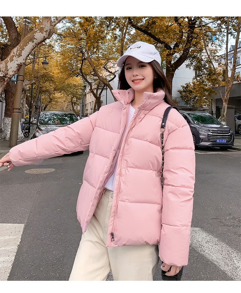 Women's Down Coat Winter Cotton Jacket Standing Collar Loose Fit_voghion.com