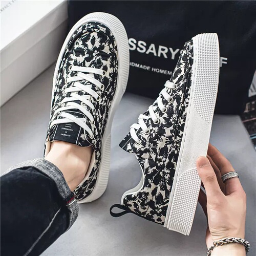 Canvas Men's Shoes Summer Breathable Thin Model Trendy Versatile Casual Thick Sole Shoes Men's Sports Minority Fabric Shoes Fashion Shoes