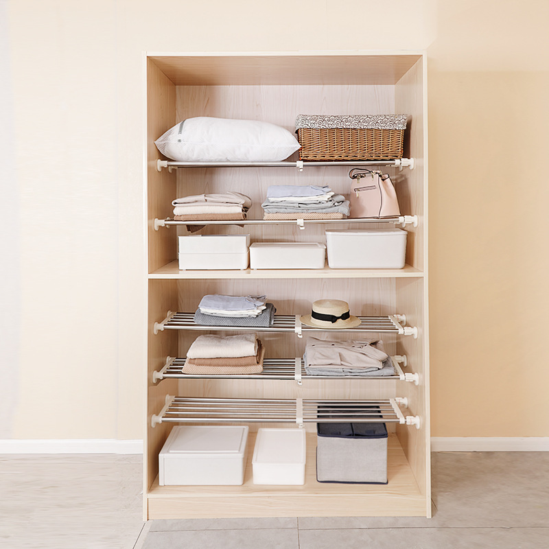 Armario partición en capas estante retráctil baño cocina partición compartimiento de almacenamiento gabinete sin perforaciones sub-estante