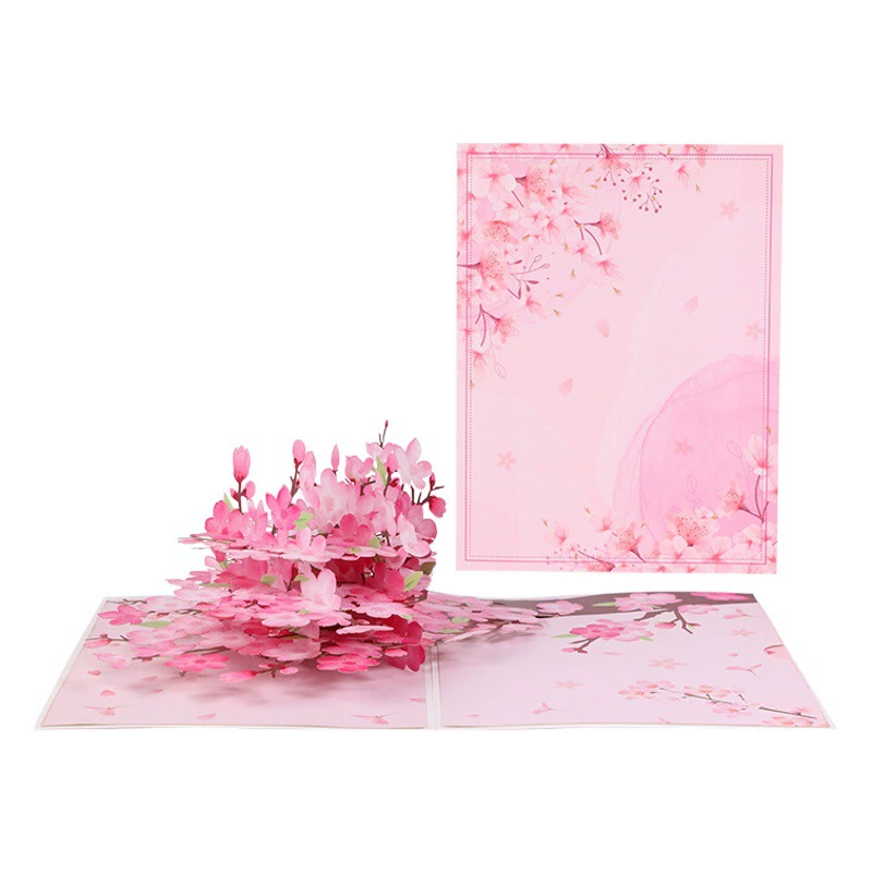 Открытка-сюрприз ко Дню учителя с персиковым цветом, ручная работа, резьба по бумаге, поздравление на день рождения, благодарность, маленькая открытка оптом для внешней торговли