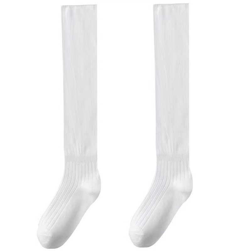 ミドル丈ソックス、白い靴下、女性用、春秋、メイラード風、ショートブーツに合うグレーの重ね履きソックス、膝丈、ふくらはぎ丈ソックス