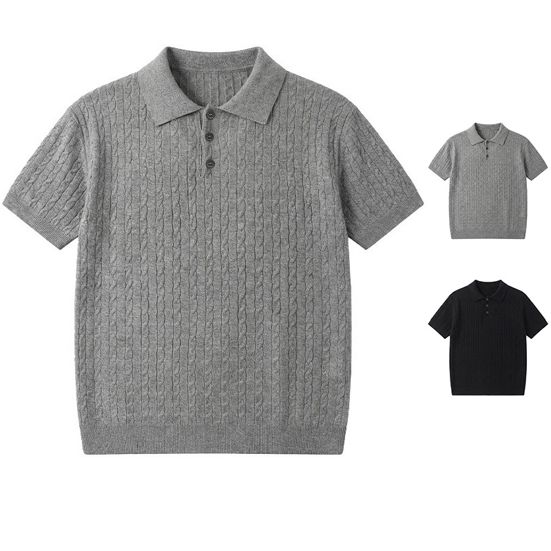 Camisas de polo de cuello gaviota camisa de manga corta hombre tejido camiseta de textura de flores de verano fábrica transfronteriza al por mayor