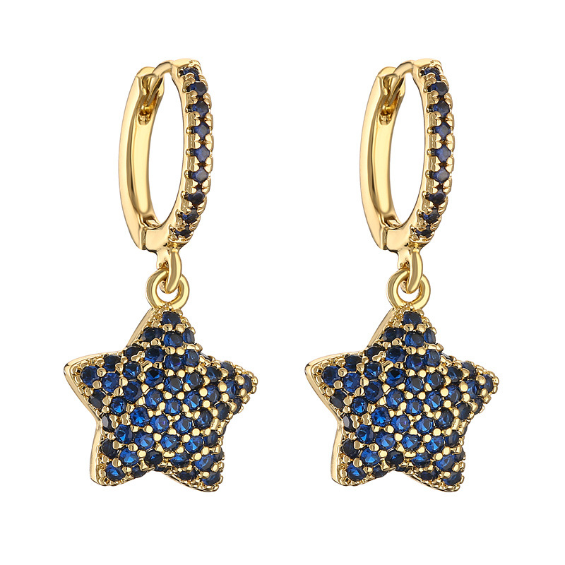 1 Pair Quantity Daily Occasion Copper Material Elegant Classic Style Star Copper Inlay Zircon Drop Earrings 1 Pair