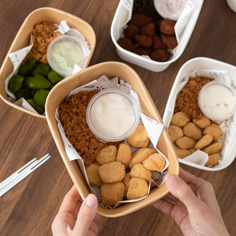 蘸酱麻薯包装盒糕点芋泥网红奶盖麻糍甜品水果便当牛皮纸打包盒子