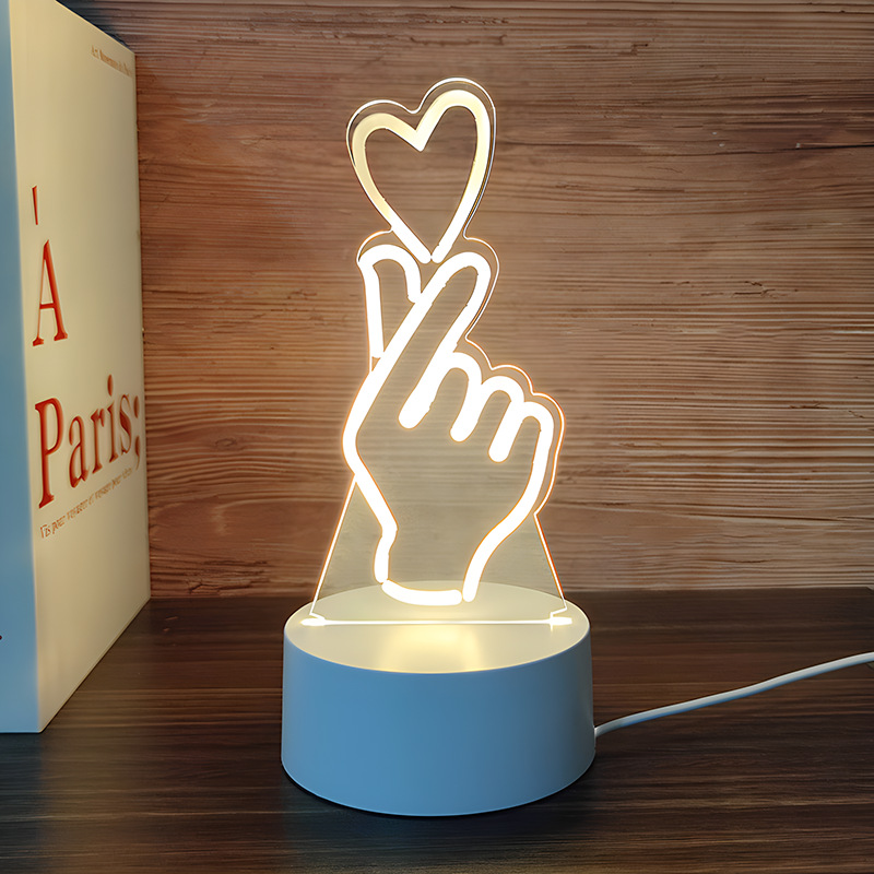 Venta al por mayor luz nocturna 3D USB niños dibujos animados regalo de Navidad lámpara de mesa pequeña atmósfera transfronteriza fijo logotipo acrílico