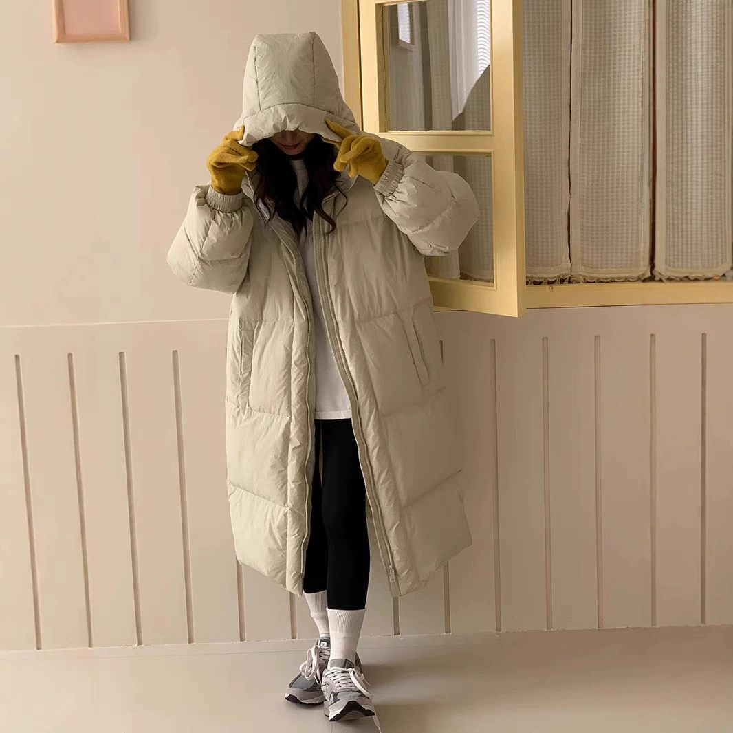 Down jacket, warm jeans with hood, velvet winter duvet, duck down, Korean style