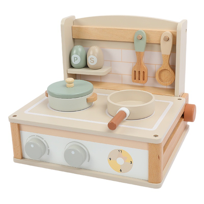 Niños cocinando juguetes de cocina pequeña de madera mini simulación juego de casa de juegos de mesa de madera regalo de cocina