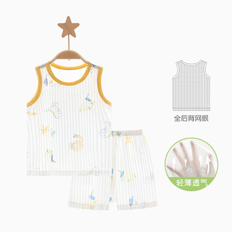 Traje de chaleco para bebé Verano niños algodón fino sin mangas cuerpo dividido fuera niños y niñas ropa de verano para bebés image 8