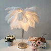 Ostrich Feather Light princess bedroom ins Bedside Table lamp white Pink Northern Europe originality Changming Night light