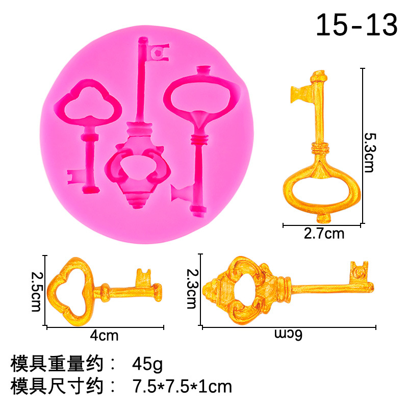 Clave fondant molde decoración de la torta clásica retro cerradura chocolate molde de silicona aromaterapia molde de yeso
