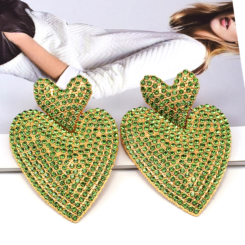 Drop Earrings Classification 1 Pair Quantity Banquet, Party Occasion 1 Pair Glam Shiny Heart Shape Plating Inlay Alloy Artificial Diamond Drop Earrings