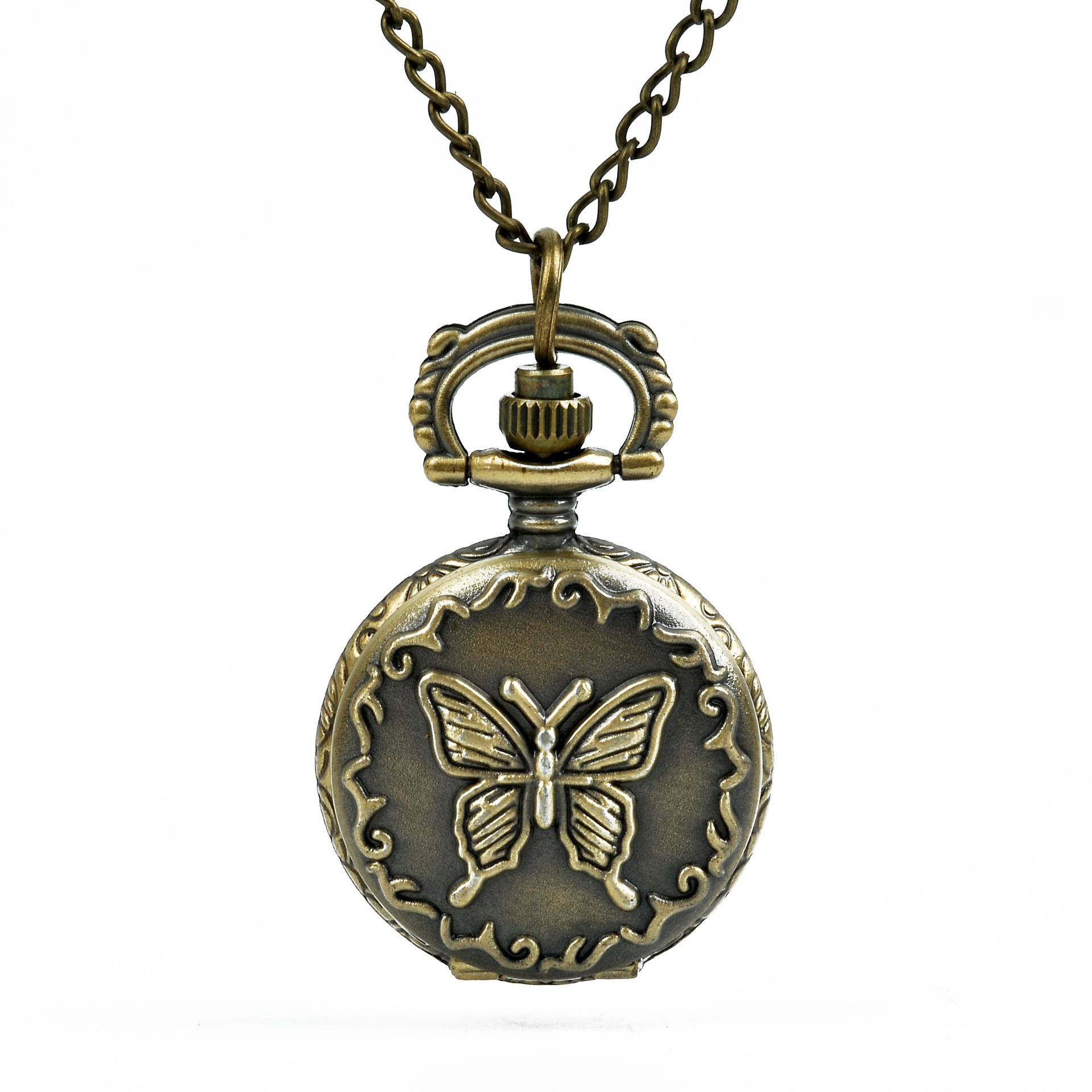 Hot selling manufacturers wholesale AliExpress Amazon small bronze butterfly large pocket watch hanging watch wholesale hanging watch wholesale
