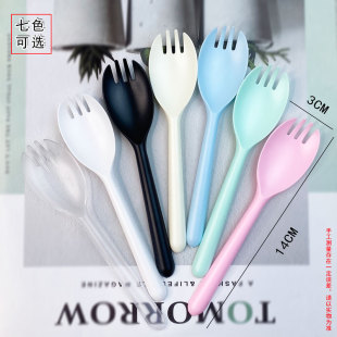 Spoon disposable fruit fork fruit cake spoon dessert tableware fork spoon plastic wholesale independent packaging