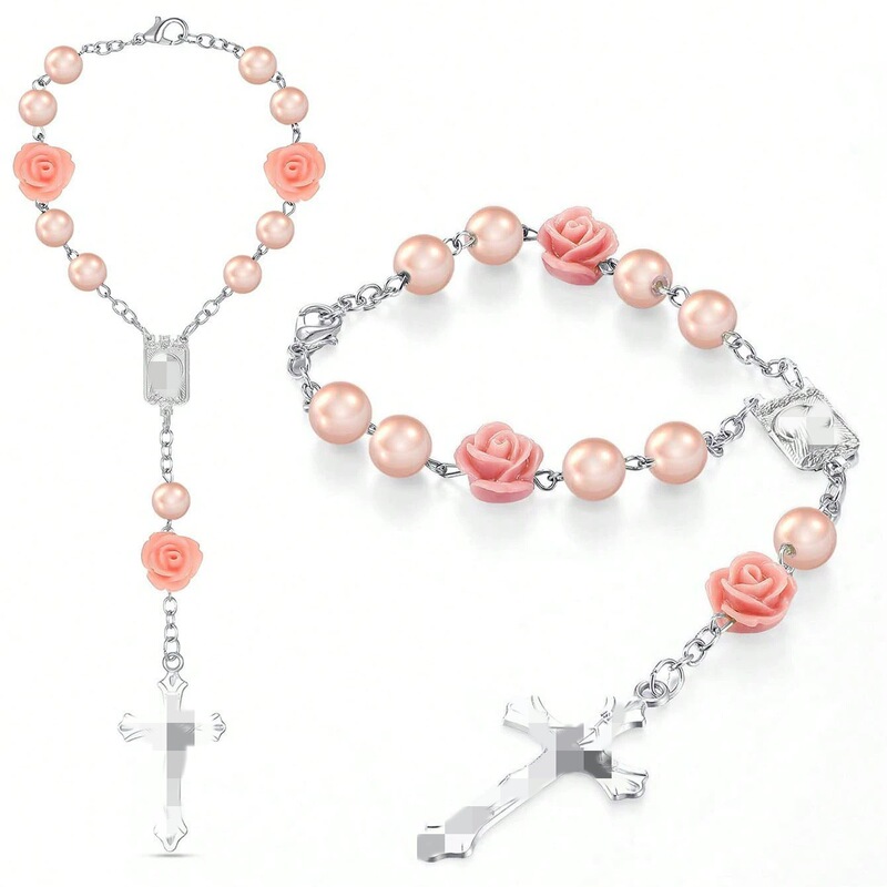 Cross-Border Hot-Selling Pearl Rose Flower Imitation Pearl Bracelet for Women, Direct Sales from the Manufacturer