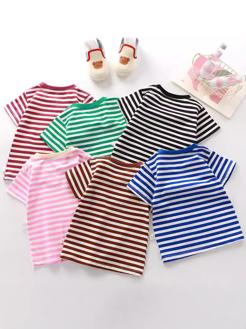 Camiseta de manga corta para niños de verano Camiseta de algodón puro para niños y niñas Camisa de fondo para bebés de una sola pieza Fabricantes al por mayor Nuevo estilo