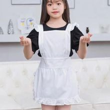 儿童白色花边公主围裙新款可爱女仆装女童扮演女佣时尚围兜亚马逊
