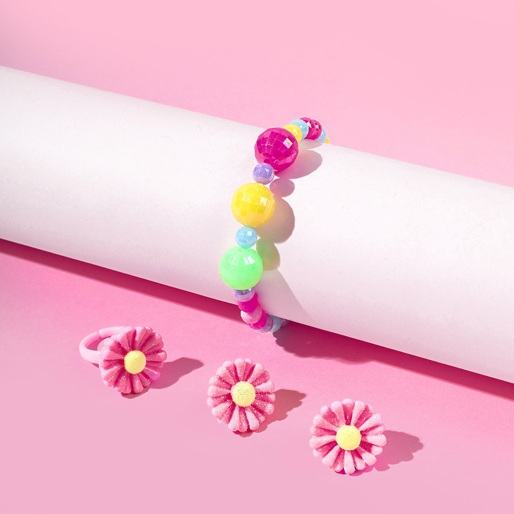 Cartoon Style Flower Plastic Beaded Rings Bracelets Earrings display picture 3