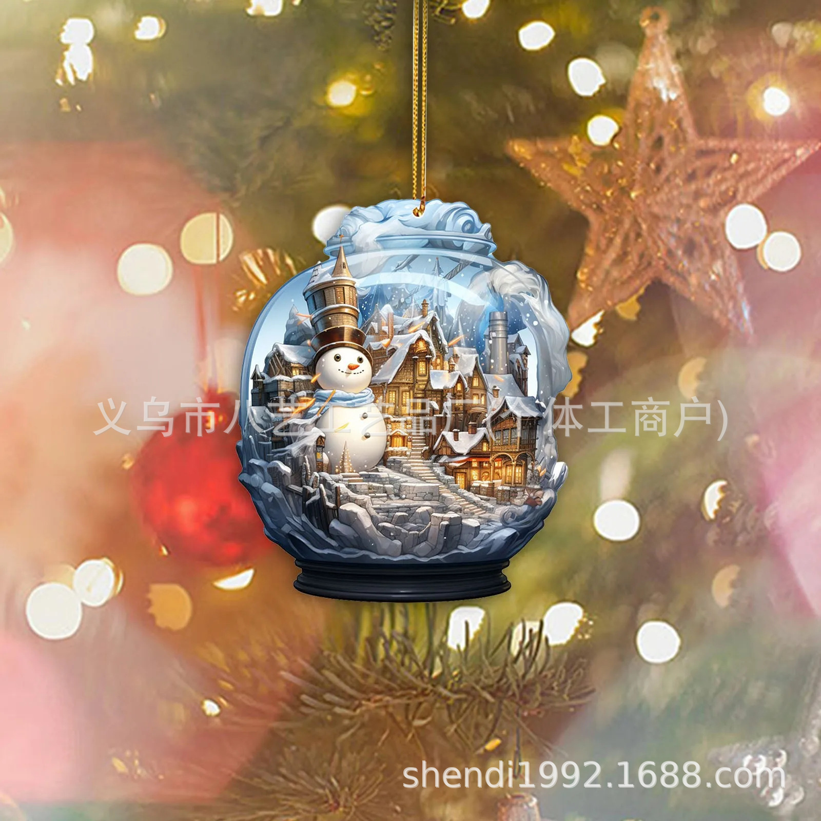 Navidad muñeco de nieve 2D acrílico bolas de vidrio adornamiento estilo único copo de nieve decoración hermosa esfera colgante colgante