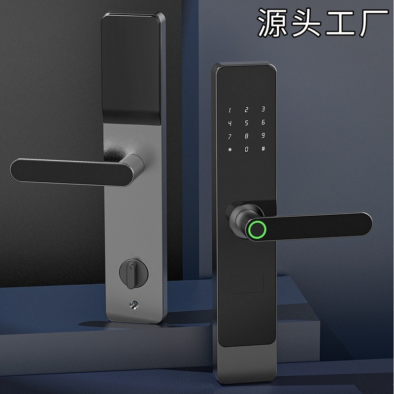 拉盯智能门锁公寓通通锁指纹锁防盗门酒店刷卡密码锁家用锁一握开