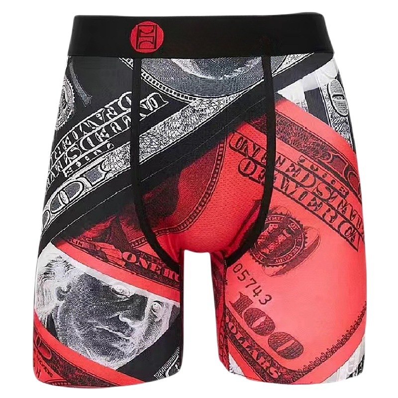 Marca de moda PSD seda de hielo pantalones cortos de poliéster pantalones de playa estampados anime deportes cómodos correr bóxer calzoncillos para hombres