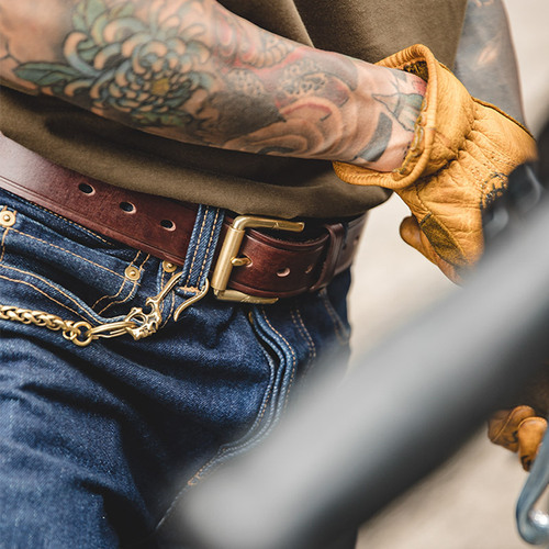 Madden workwear American retro top-layer vegetable tanned cowhide belt brass single-pin buckle tough guy trousers belt for men