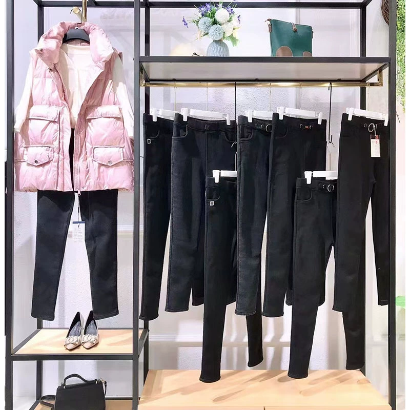 Черные повседневные брюки эластичная талия 22 плюс бархатные леггинсы