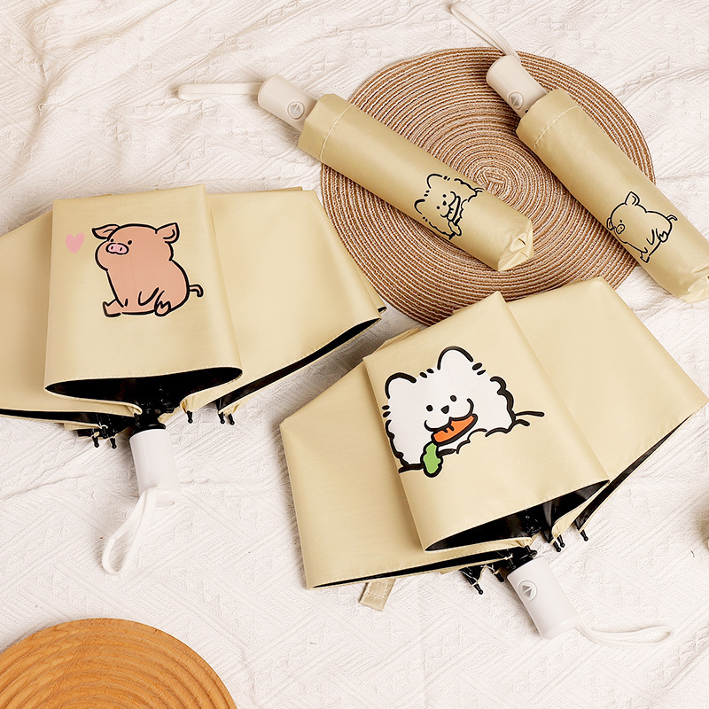 Double Dragon Bone Full-automatic Umbrella Students High-value Healing Sun Umbrella Sun Umbrella Sun Protection UV Protection Women's Sunlight and Rain Dual-use