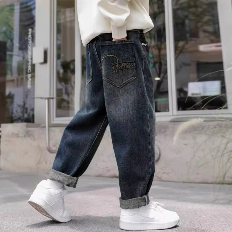 Jeans for boys, children's autumn trousers, for teenagers