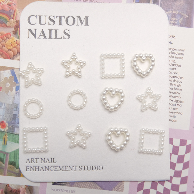 Cross-border Hot Hollow Pearl Series Mixed Nail Jewelry DIY Wear Armor Material Bag Accessories Handmade Accessories