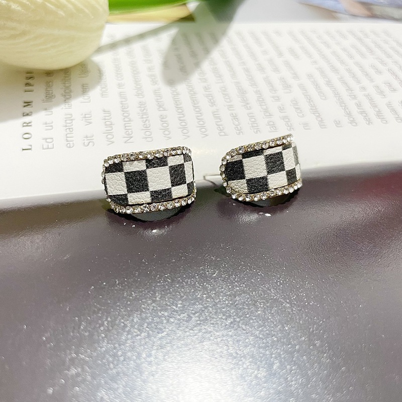Fashion Perfume Bottle Checkerboard Drop Earrings Wholesale display picture 4