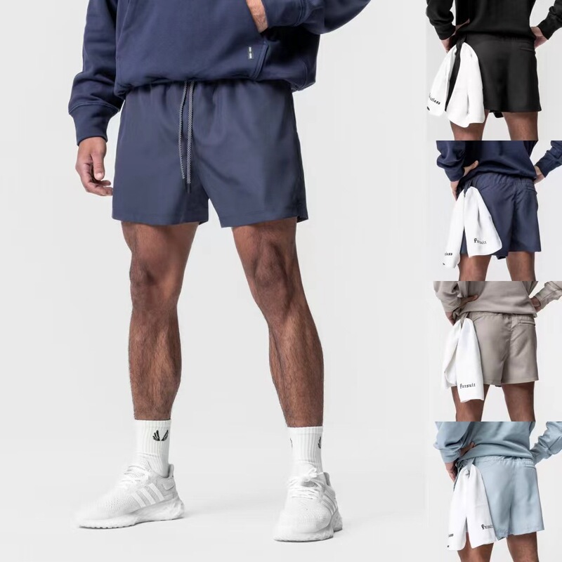 Cross-border European and American Fitness Sports Shorts Men's Quick-drying Lightweight Breathable Running Training Solid Color Trousers All-match Casual