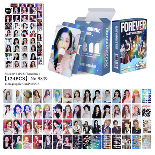 124pcs лазерная карта мини-наклейка BabyMonster новая песня FOREVER периметр голографическая карта двухсторонняя LOMO