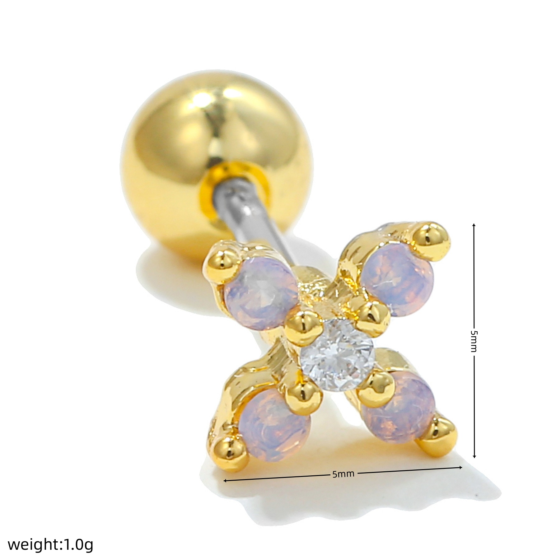 Fashion Butterfly Copper Inlay Zircon Ear Studs 1 Piece