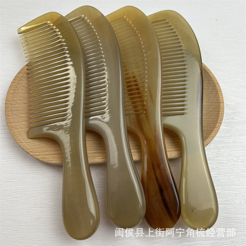 Genuine Horn Comb Wide Tooth Buffalo Horn Hair Comb with Handle 15-20CM preparation
