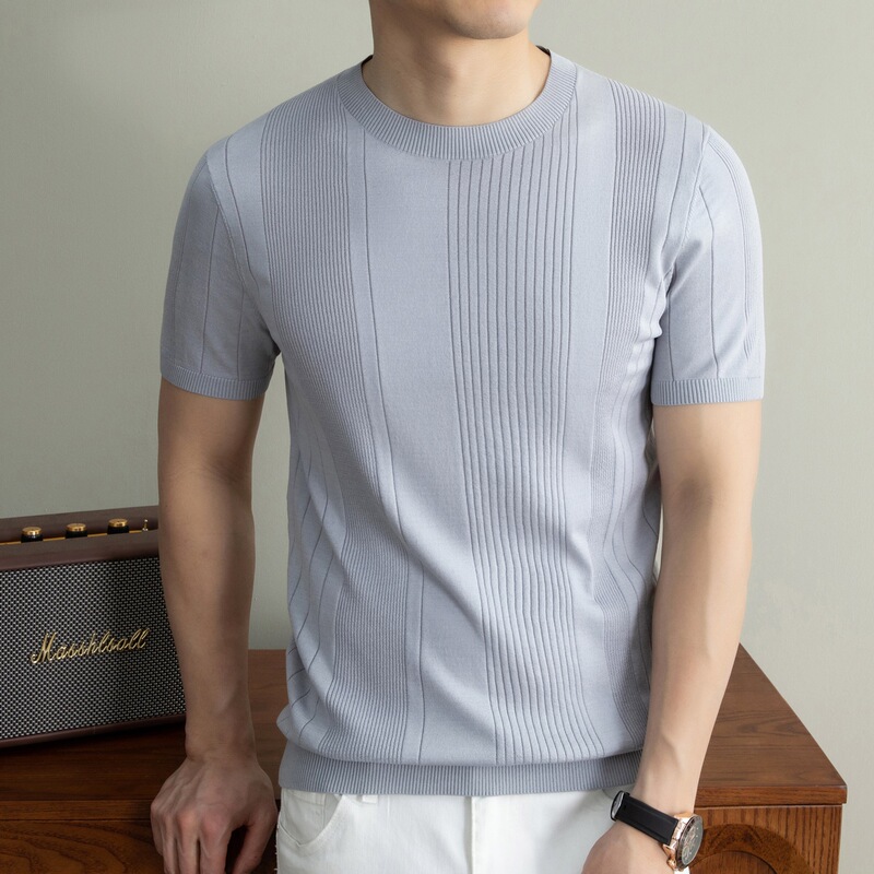 Tencel Linen Mulberry Silk Old Money Style Short-Sleeve Men's 2026 Summer New Casual Commuting Knit Men's T-Shirt Tencel Linen Mulberry Silk Old Money Style Short-Sleeve Men's 2026 Summer New Casual Commuting Knit Men's T-Shirt