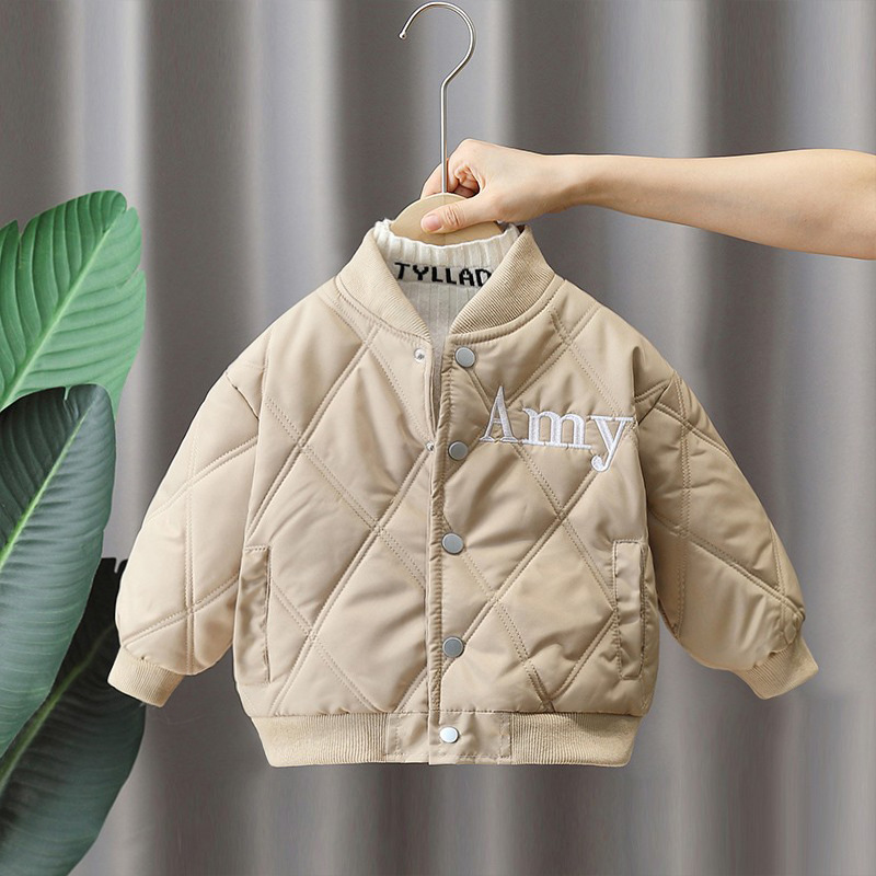 6472 niños más uniforme de béisbol de terciopelo otoño e invierno 2025 nuevos niños más chaqueta de algodón gruesa de terciopelo ropa de invierno cálida