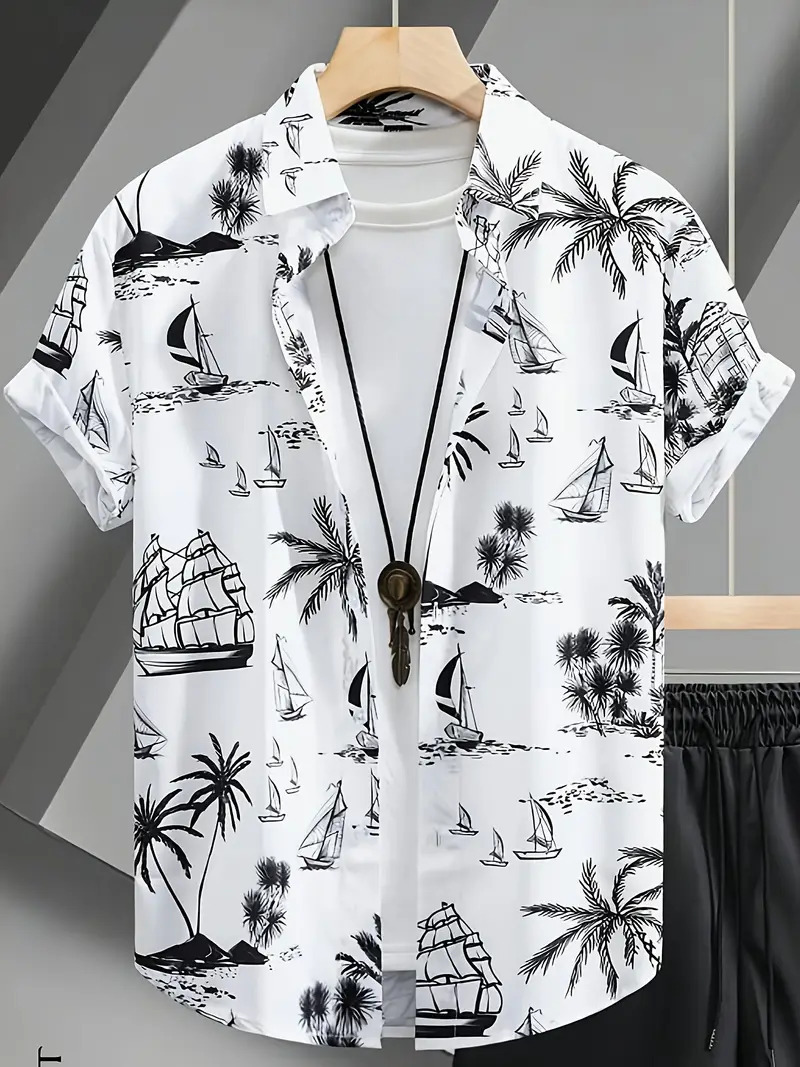 Camisa de manga corta tridimensional de alta calidad transfronteriza 2024 verano casual tendencia de moda de todo fósforo MB1