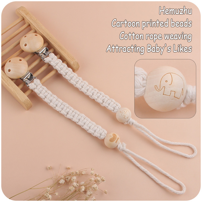 Hemu impreso cuentas tejidas a mano Cadena de pezón Bebé suministros Hemu pezón clip pezón cuerda calmante bebés