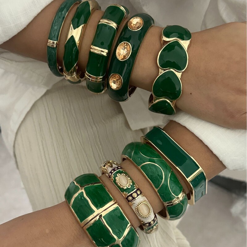 Ins-Style Colorful Enamel Heart Bracelet, New Cross-Border Geometric Mesh Heart Ring, European and American Fashion Accessories