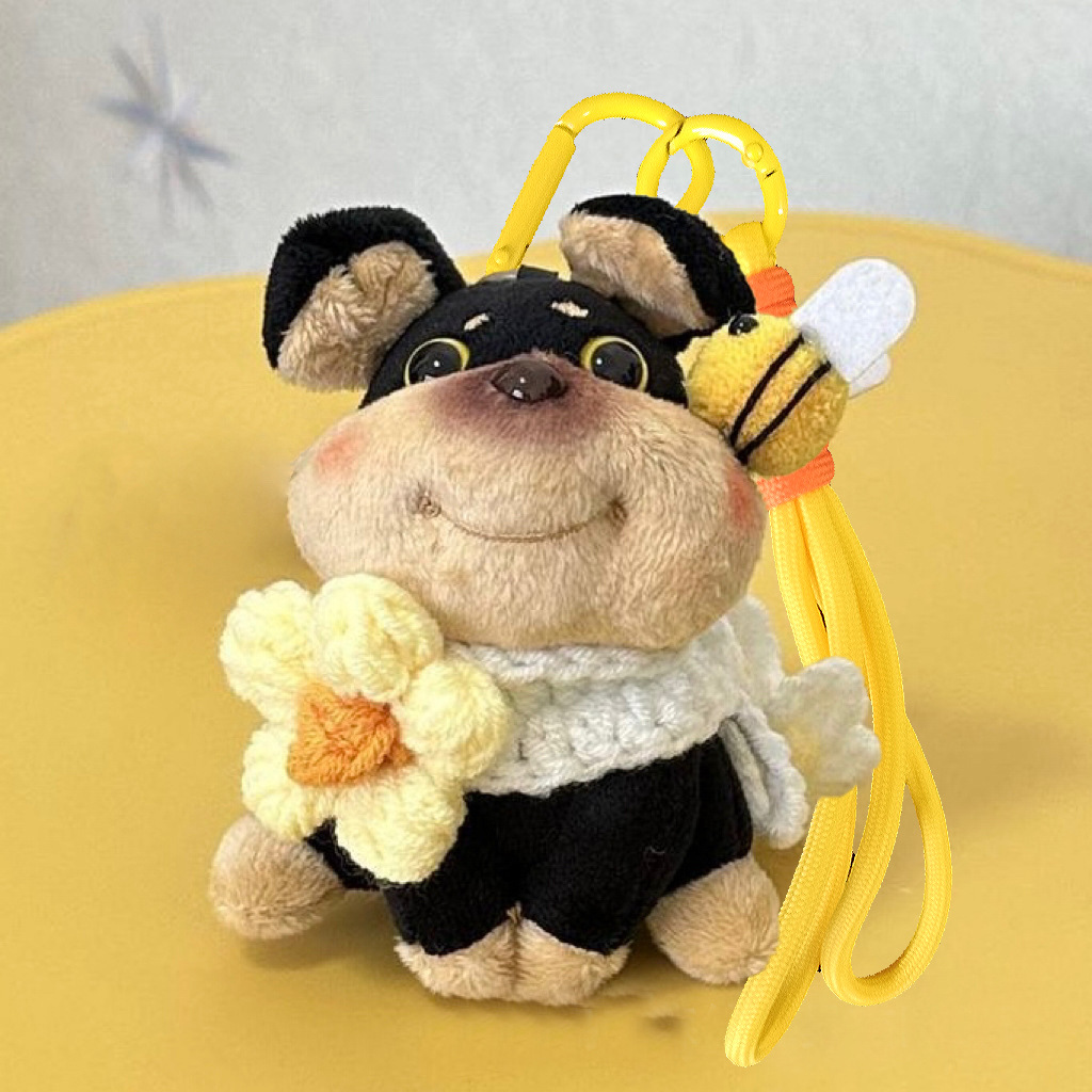 Bolsa de perrito de abeja colgante de coche muñeca de peluche lindo llavero joyería niña pareja regalo