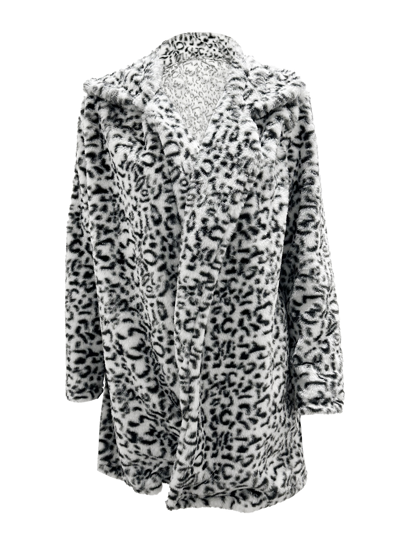 Cappotto elegante e alla moda con tasche larghe in pelliccia con stampa leopardata da donna autunno inverno 2025_voghion.com
