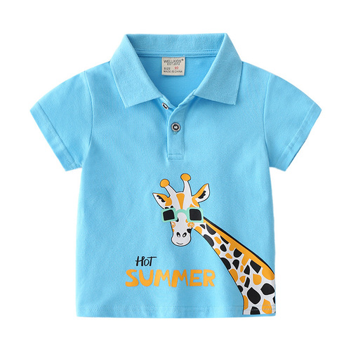 Lapel not hooded new summer style boy's handsome T-sleeve Korean style trendy bottoming shirt POLO shirt for children and babies