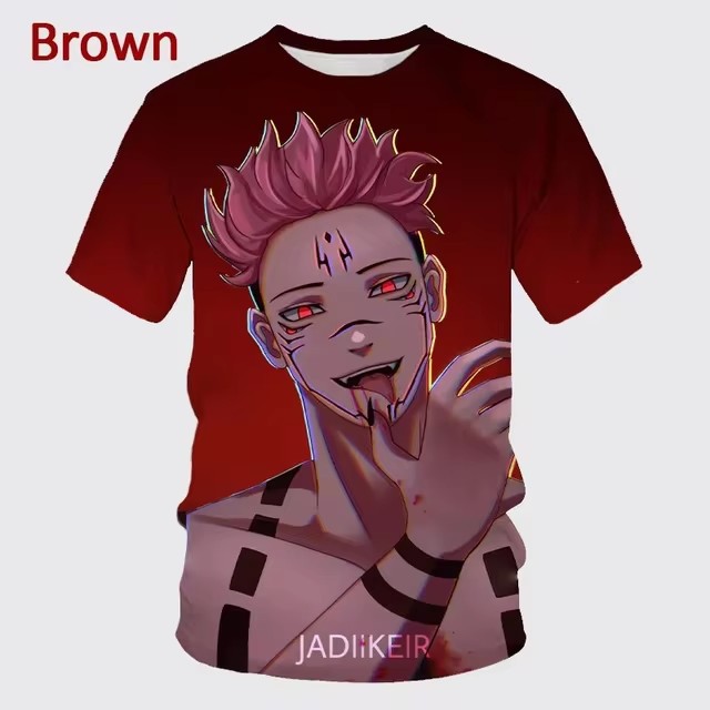 Summer New Animation Jujitsu 3D Printing T-shirt Personalized Hip-hop Short-sleeved Men's and Women's Casual Round Neck 2024 Cross-border Style