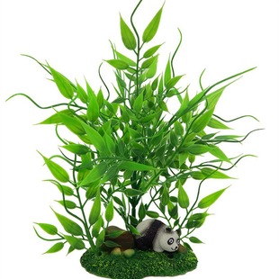 Fish tank decoration plant potted bonsai panda bamboo tree indoor decoration fake plant tableware ornaments