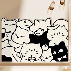 Diatomaceous Earth Cartoon Cat Rapid-Dry Anti-Slip Bathroom Mat Household Kitchen Sink Wear-Resistant Easy-to-Clean Mat