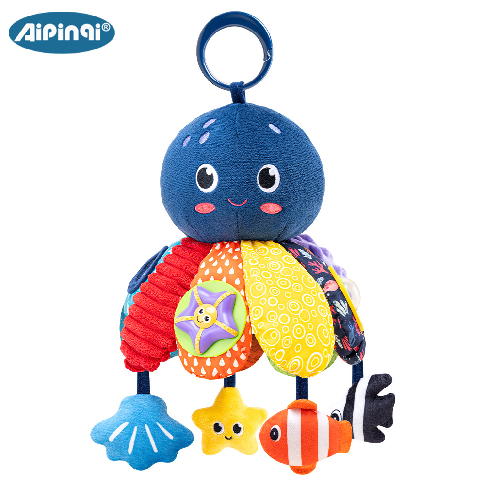 Aipinqi coche multifuncional para bebés colgar pulpo visual tacto colgantes grandes juguetes de peluche para bebés en stock