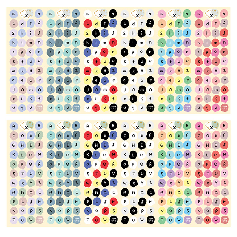 Cross-Border In-Stock Colorful English Alphabet and Number Sticker Set, Self-Adhesive Notebook Planner Labels, Cute Style
