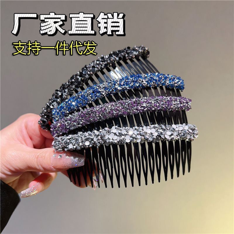 Nuevo Super Flash rhinestone peine 2023 frente Bangs pelo roto acabado artefacto Cabeza trasera Peine del pelo accesorios para el cabello al por mayor para las mujeres image 11